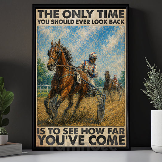 Harness Racing Man Canvas Painting, The Only Time You Should Ever Look Back Wall Art Decor, Poster Gift For Harness Racers