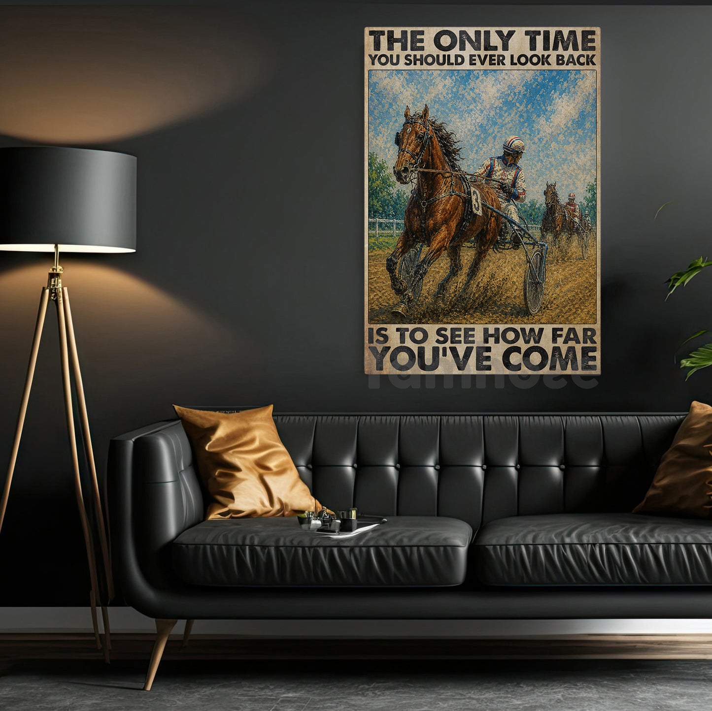 Harness Racing Man Canvas Painting, The Only Time You Should Ever Look Back Wall Art Decor, Poster Gift For Harness Racers