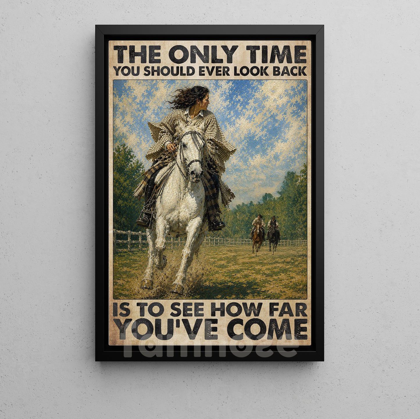 Horse Girl Canvas Painting, The Only Time You Should Ever Look Back Wall Art Decor, Poster Gift For Horse Girl