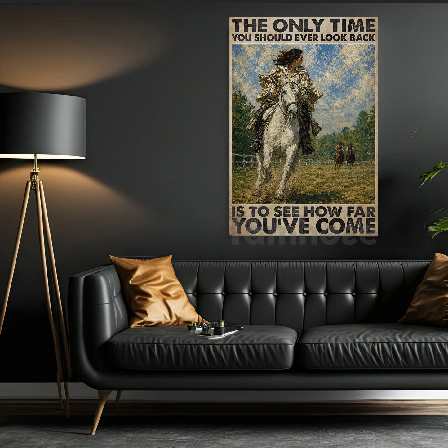 Horse Girl Canvas Painting, The Only Time You Should Ever Look Back Wall Art Decor, Poster Gift For Horse Girl