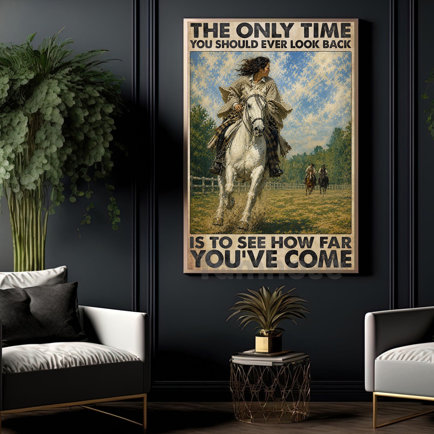Horse Girl Canvas Painting, The Only Time You Should Ever Look Back Wall Art Decor, Poster Gift For Horse Girl