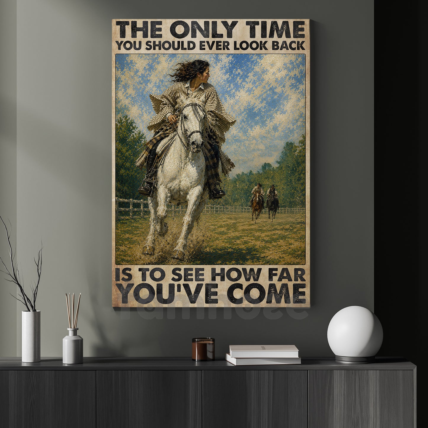 Horse Girl Canvas Painting, The Only Time You Should Ever Look Back Wall Art Decor, Poster Gift For Horse Girl