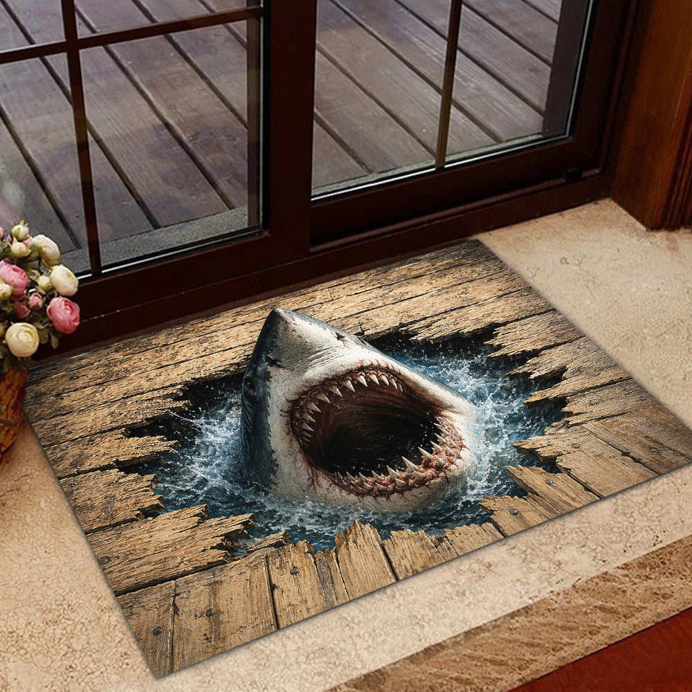 Funny Shark Doormat, Watch Your Step Shark Floor Doormat For Home Decor Housewarming Gift For Shark Lover