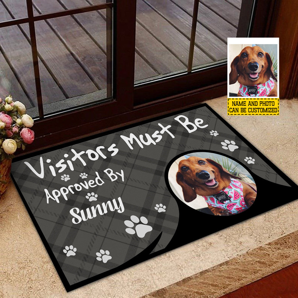 Funny Personalized Dachshund Dog Doormat, Visitors Must Be Approved By, Doormat Gift For Dachshund Lovers, Home Decor Housewarming Gift, Dog Welcome Mat