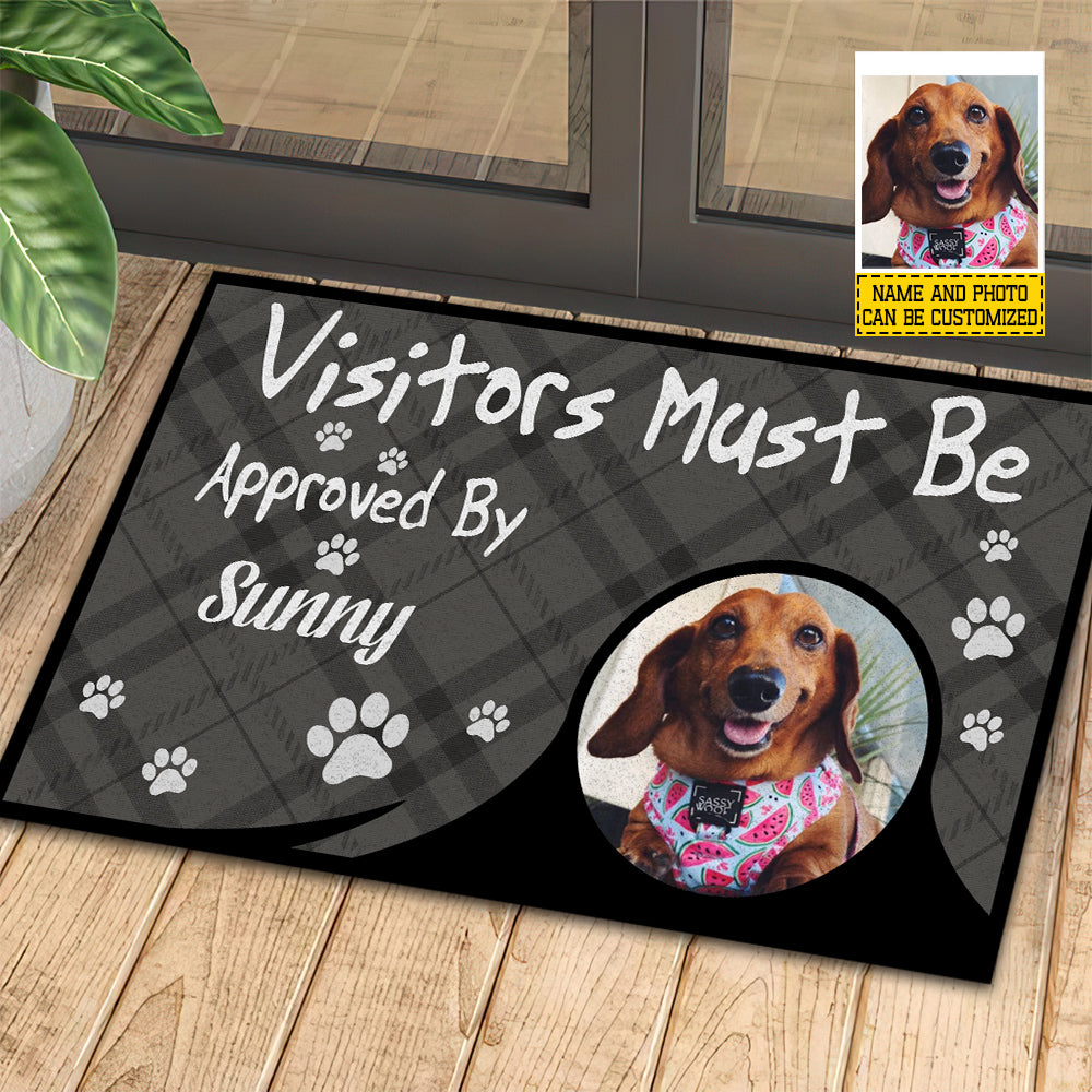 Funny Personalized Dachshund Dog Doormat, Visitors Must Be Approved By, Doormat Gift For Dachshund Lovers, Home Decor Housewarming Gift, Dog Welcome Mat