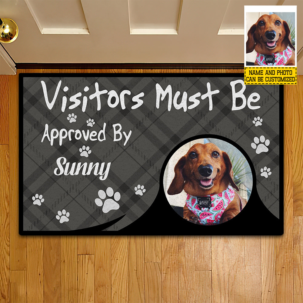 Funny Personalized Dachshund Dog Doormat, Visitors Must Be Approved By, Doormat Gift For Dachshund Lovers, Home Decor Housewarming Gift, Dog Welcome Mat