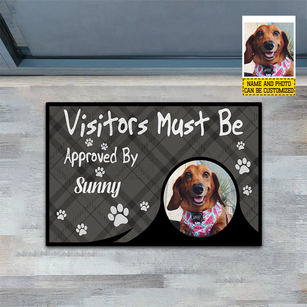 Funny Personalized Dachshund Dog Doormat, Visitors Must Be Approved By, Doormat Gift For Dachshund Lovers, Home Decor Housewarming Gift, Dog Welcome Mat