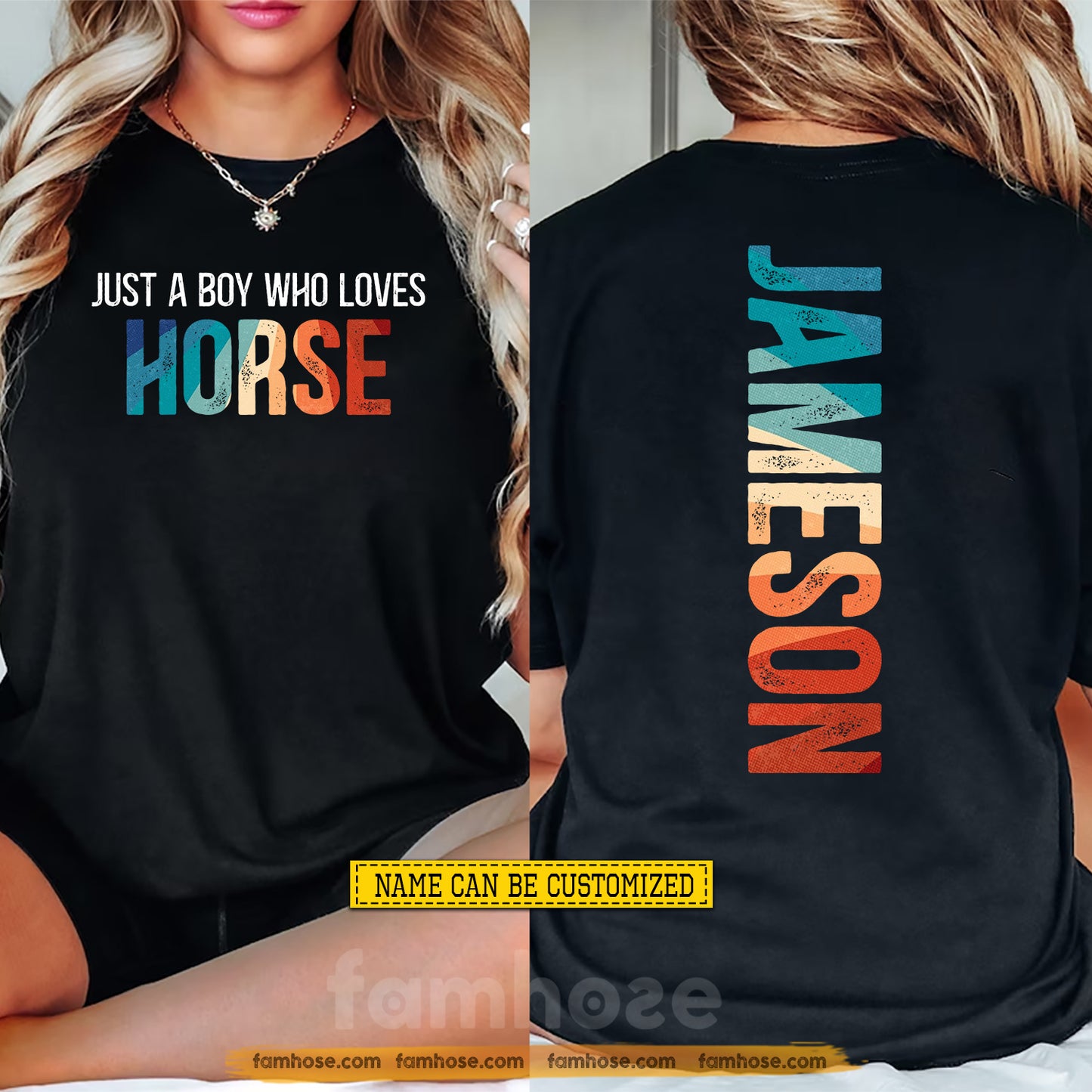 Personalized Horse Two-sided T-shirt, Just A Boy Who Loves Horse Tees Gift For Horse Lover