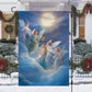 Angels In Festive Flight, Angel Garden Flag - House Flag, Christmas Flag Gift For Angel Lovers