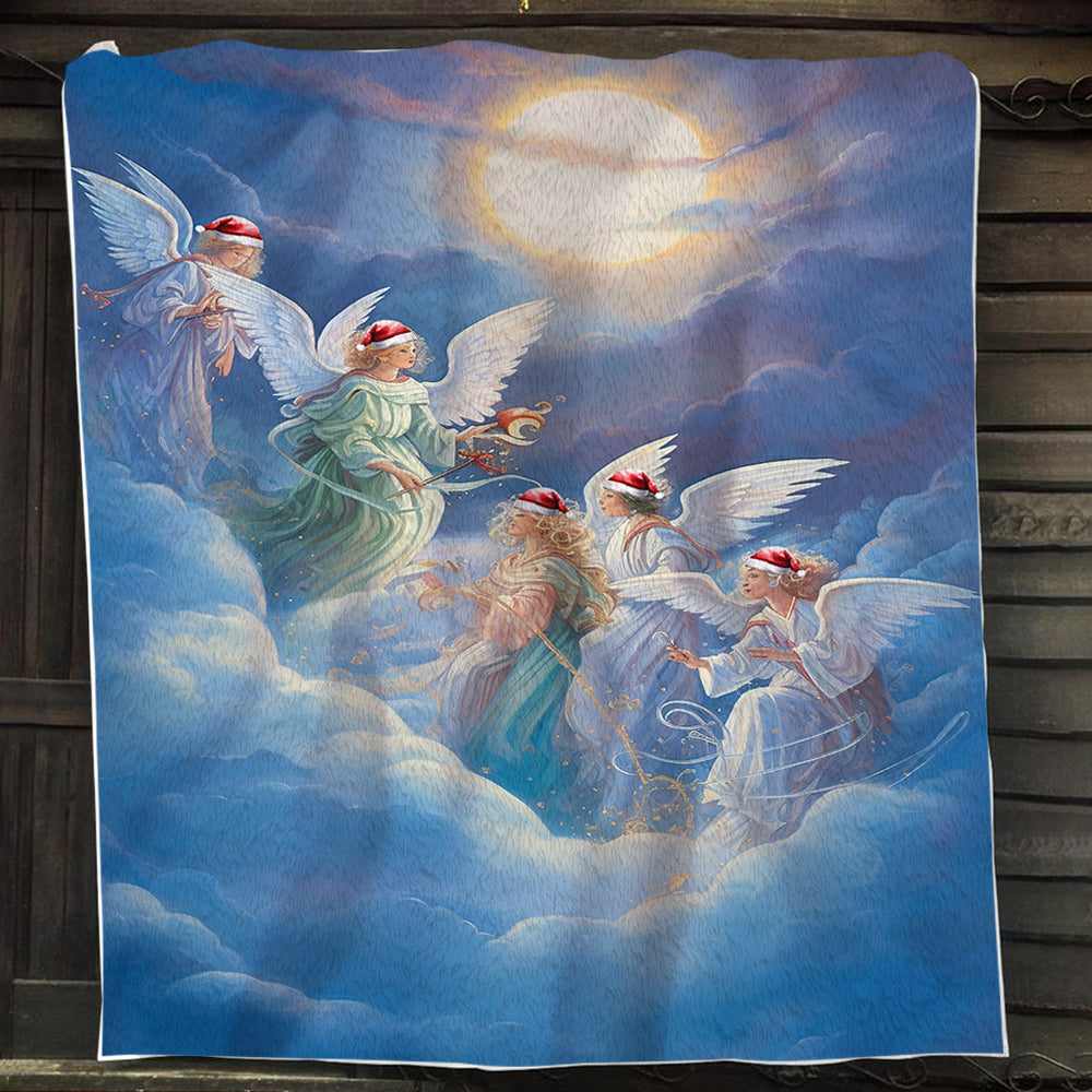 Angels On The Sky, Angel Christmas Fleece Blanket & Sherpa Blanket Gift