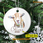 Christmas Goat Ornament, Cute Goat Alone Gift For Goat Lovers, Personalized Custom Circle Ceramic Ornament