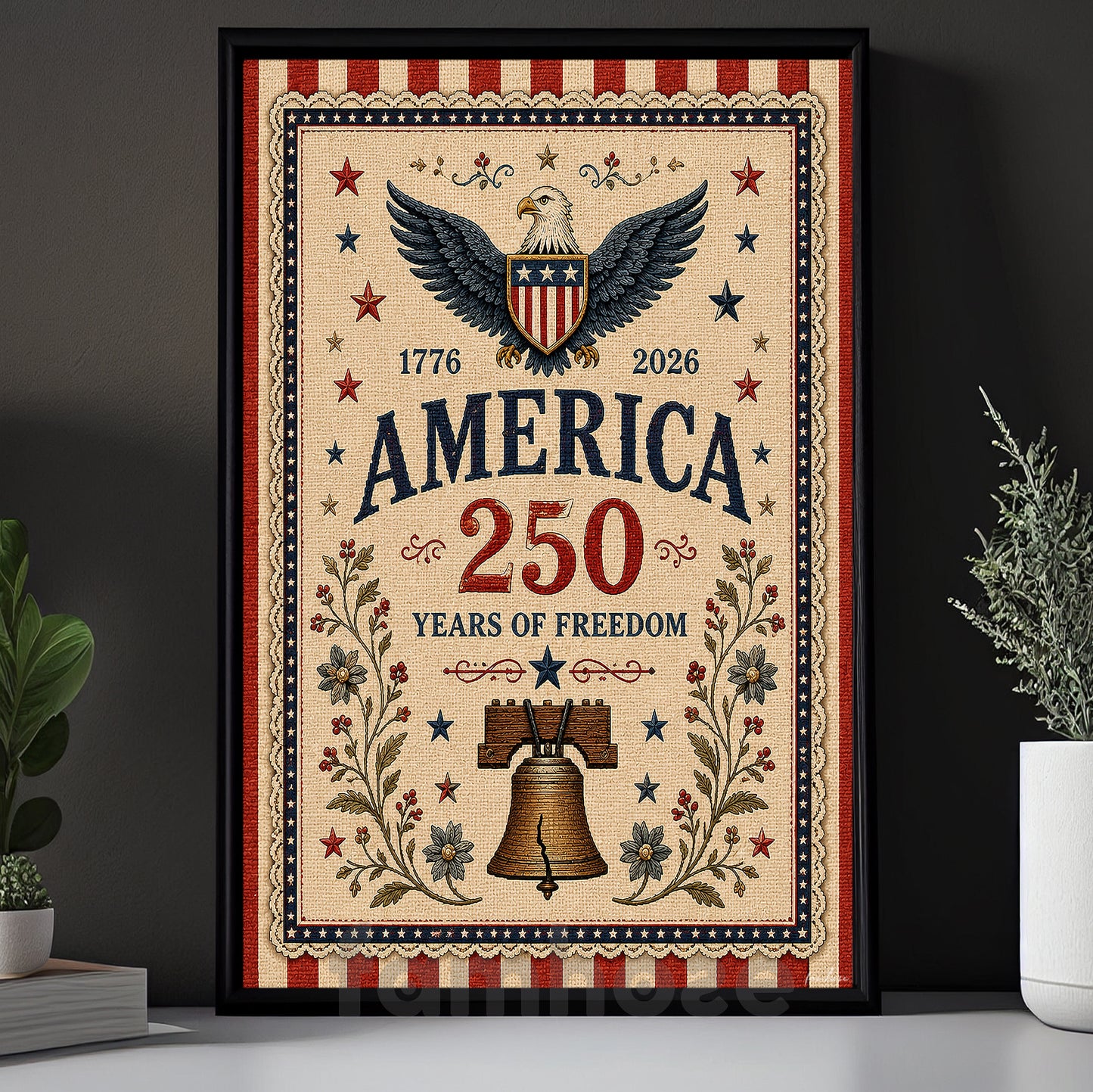 July 4th Canvas Painting, America 250 Years Of Freedom Wall Art Decor, Poster Independence Day Gift For American Patriot