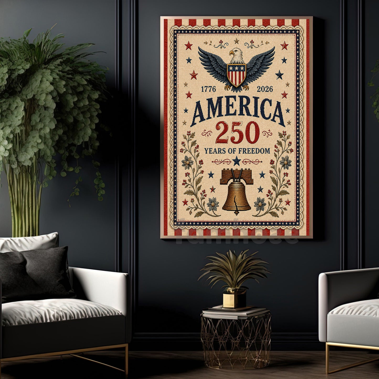 July 4th Canvas Painting, America 250 Years Of Freedom Wall Art Decor, Poster Independence Day Gift For American Patriot