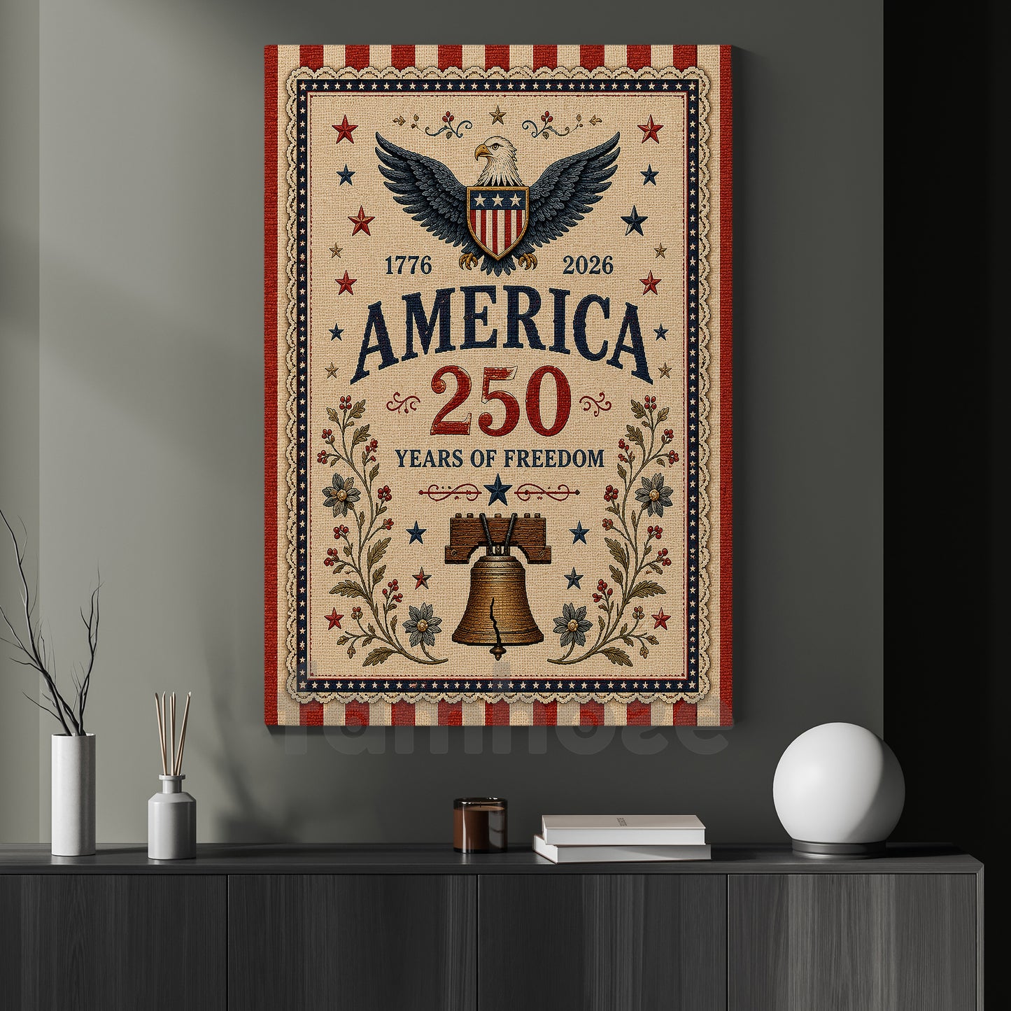 July 4th Canvas Painting, America 250 Years Of Freedom Wall Art Decor, Poster Independence Day Gift For American Patriot