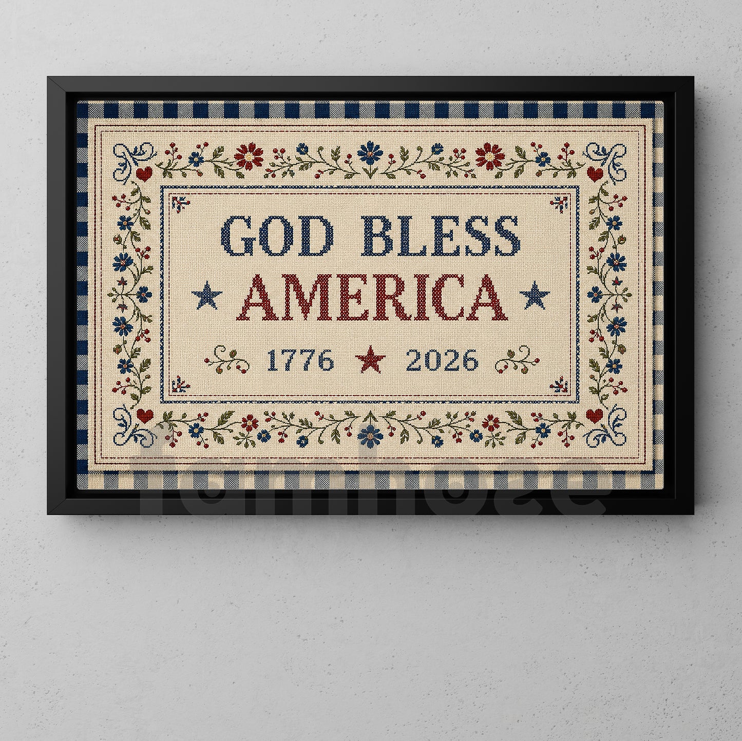 July 4th USA 250 Anniversary Canvas Painting, God Bless America Wall Art Decor, Independence Day Poster Gift For Christian