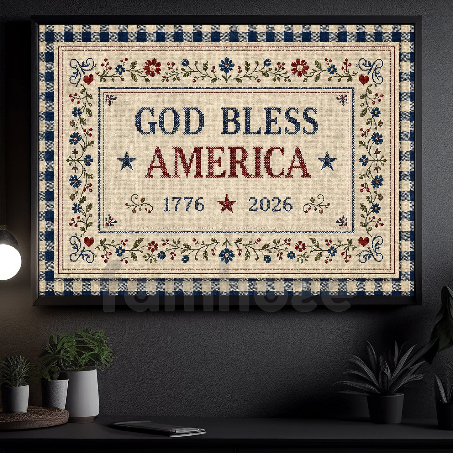 July 4th USA 250 Anniversary Canvas Painting, God Bless America Wall Art Decor, Independence Day Poster Gift For Christian