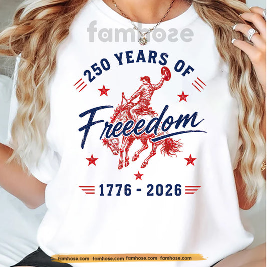 July 4th Rodeo USA 250 Anniversary T-shirt, 250 Years Of Freedom Tees Independence Day Gift For Rodeo Lover