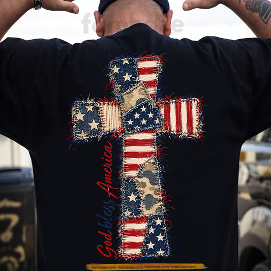July 4th Jesus Backside T-shirt, God Bless America Tees Independence Day Gift For Christian Patriot