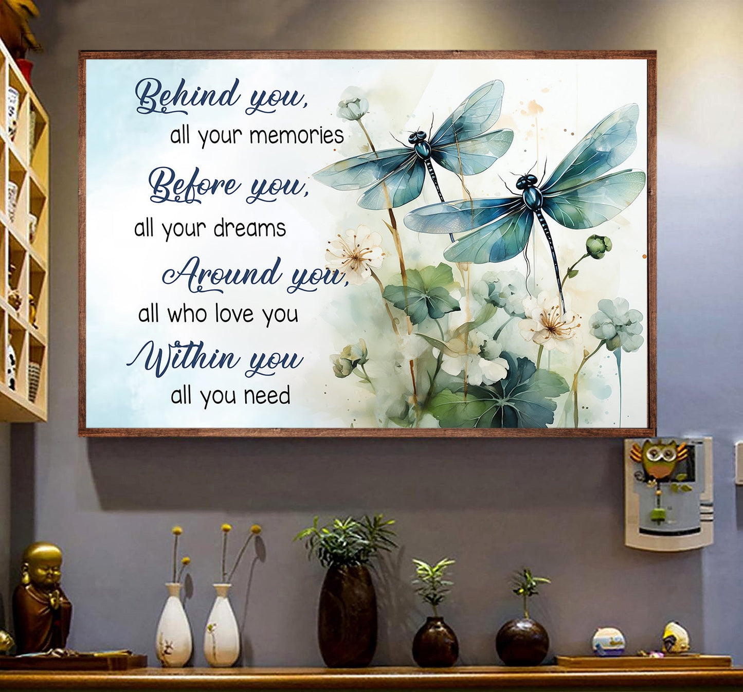 Around You All Who Love You, Inspirational Quotes Canvas Painting, Motivational Wall Art Decor - Dragonfly Poster Gift