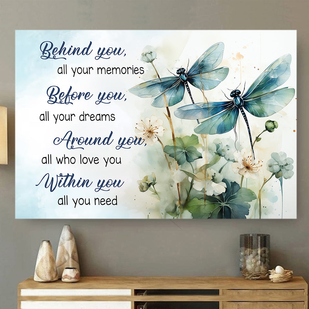 Around You All Who Love You, Inspirational Quotes Canvas Painting, Motivational Wall Art Decor - Dragonfly Poster Gift