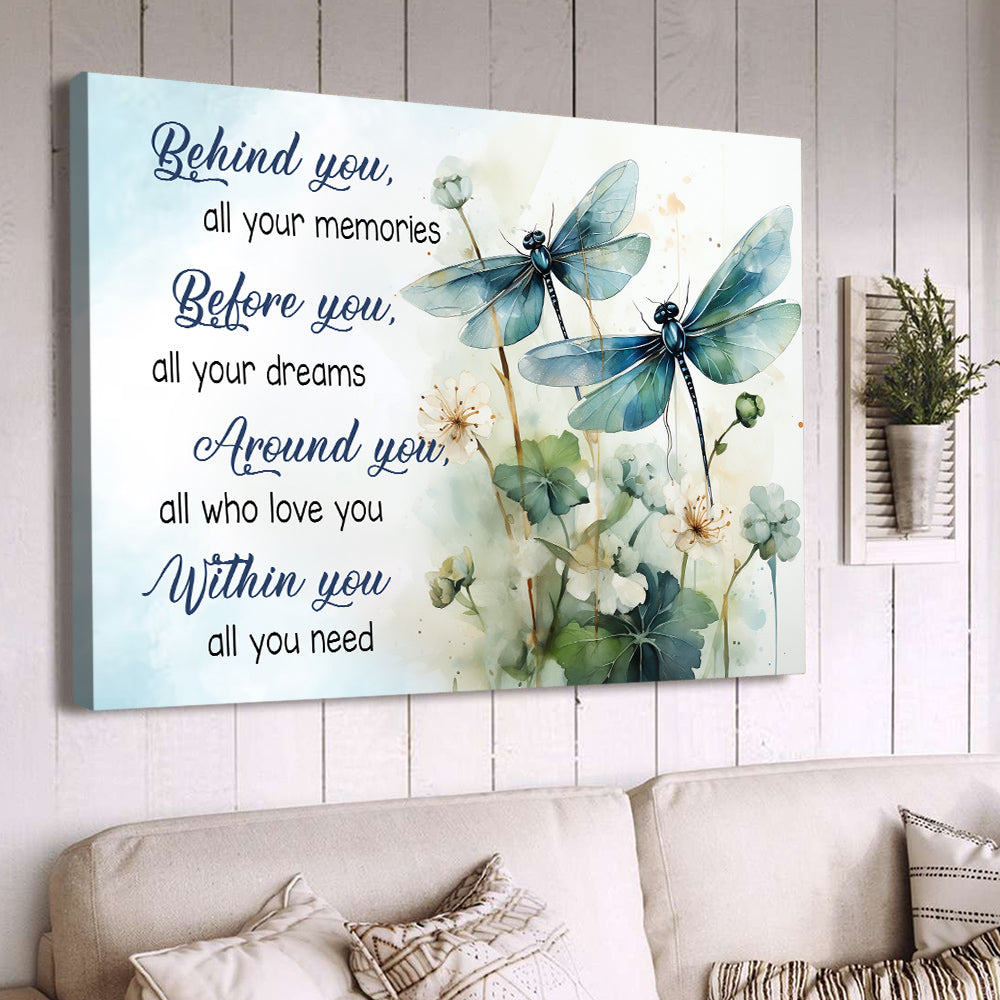 Around You All Who Love You, Inspirational Quotes Canvas Painting, Motivational Wall Art Decor - Dragonfly Poster Gift