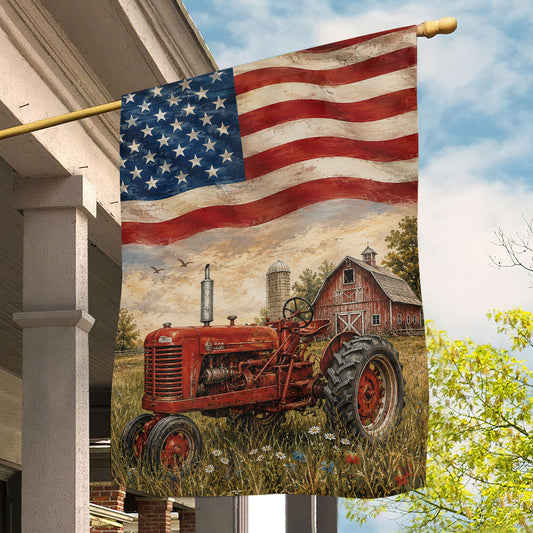 July 4th Farm Tractor USA Garden Flag & House Flag, Fields Of Freedom Outdoor Decor, Independence Day Yard Flag Gift For Tractor Lover