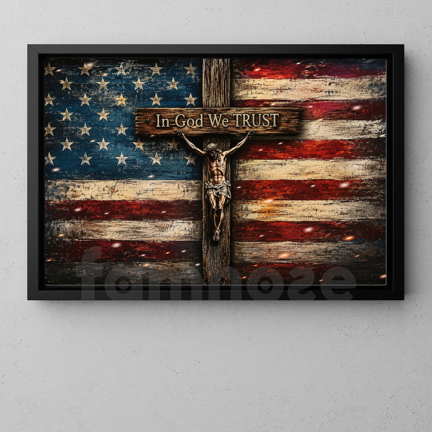 July 4th Jesus Canvas Painting, In God We Trust Wall Art Decor, Independence Day Poster Gift For Christian