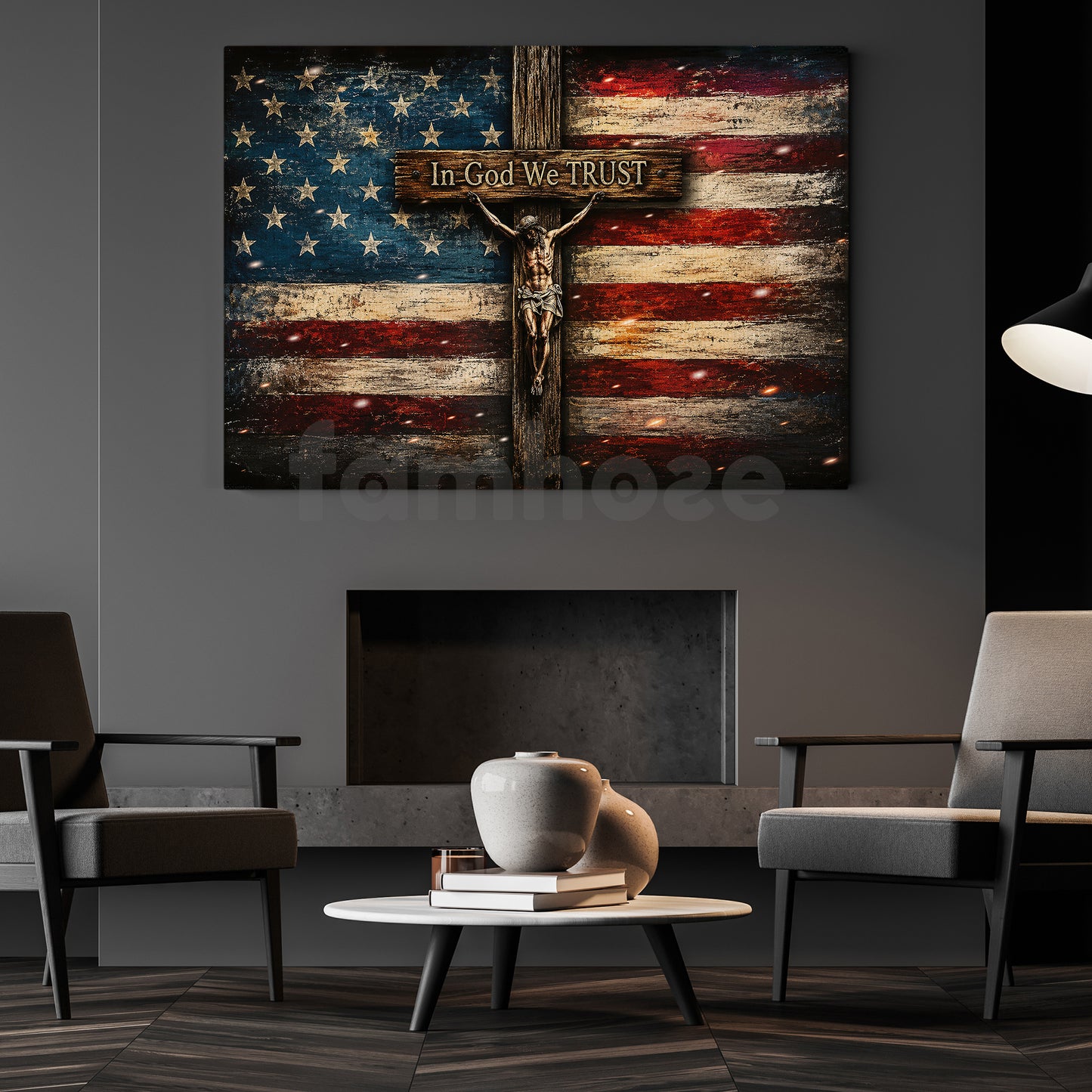July 4th Jesus Canvas Painting, In God We Trust Wall Art Decor, Independence Day Poster Gift For Christian