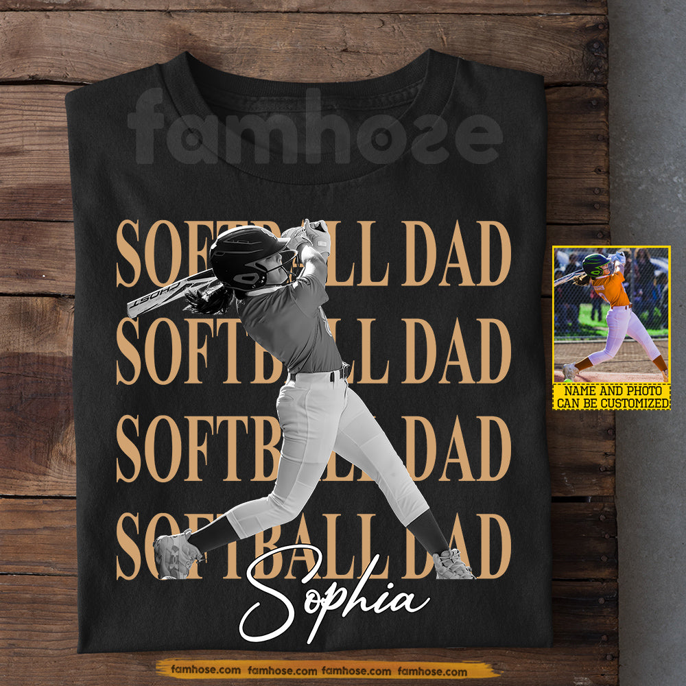 Personalized Softball Dad Daughter T-shirt, Softball Dad Sport Tees Father's Day Gift For Softball Lovers