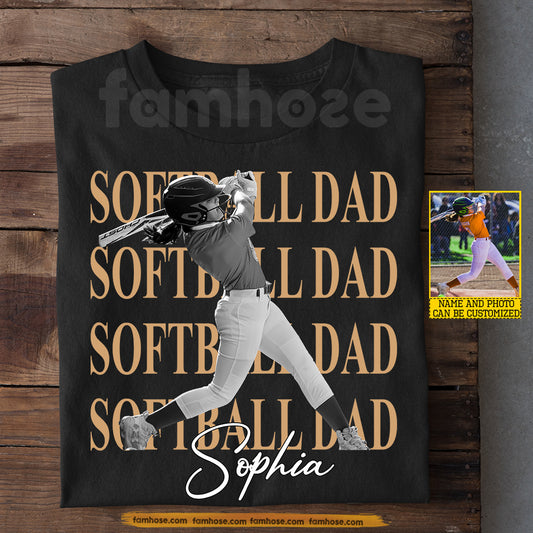 Personalized Softball Dad Daughter T-shirt, Softball Dad Sport Tees Father's Day Gift For Softball Lovers