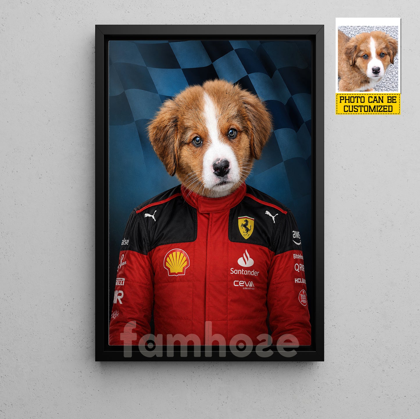 Personalized Ferarri Dog Canvas Painting, Every Great Racer Has Four Paws Wall Art Decor, Poster Gift For Dog Lover, Racing Lover
