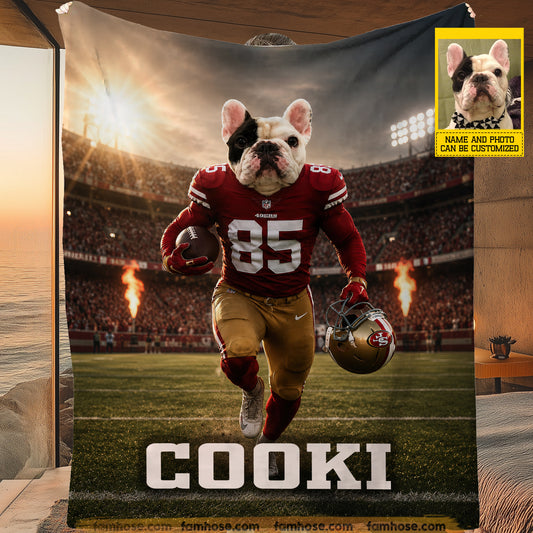 Personalized Football Dog Fleece Blanket, The Real MVP Wears Fur Woven Blanket, Sherpa Blanket Gift For Dog Lover, Football Lover