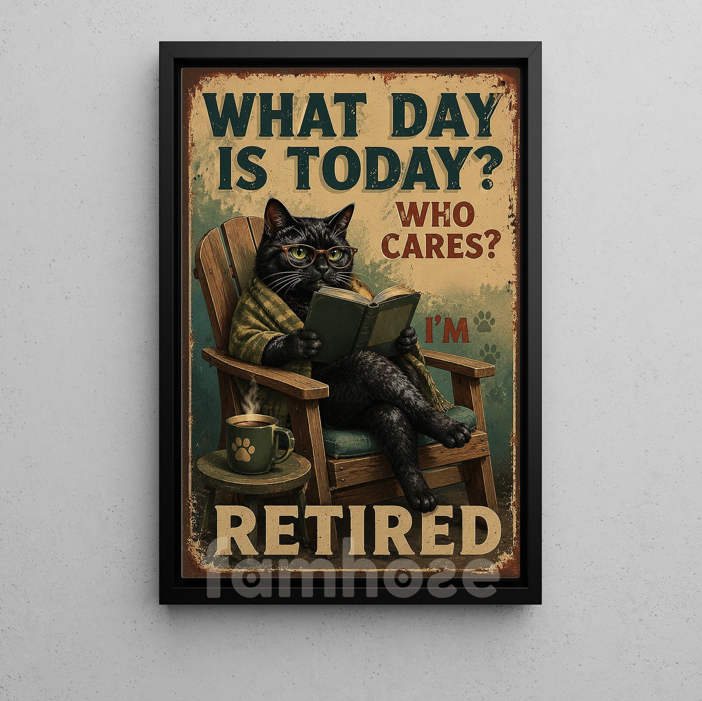 Funny Cat Canvas Painting, What Day Is Today Wall Art Decor, Poster Gift For Cat Lovers