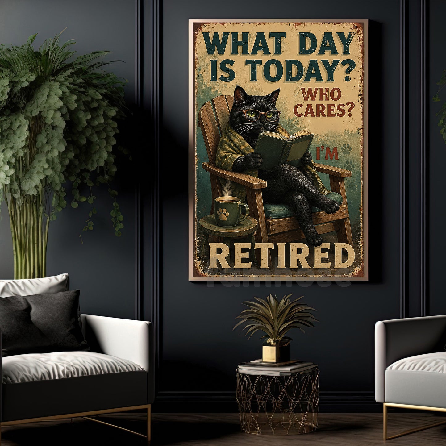 Funny Cat Canvas Painting, What Day Is Today Wall Art Decor, Poster Gift For Cat Lovers
