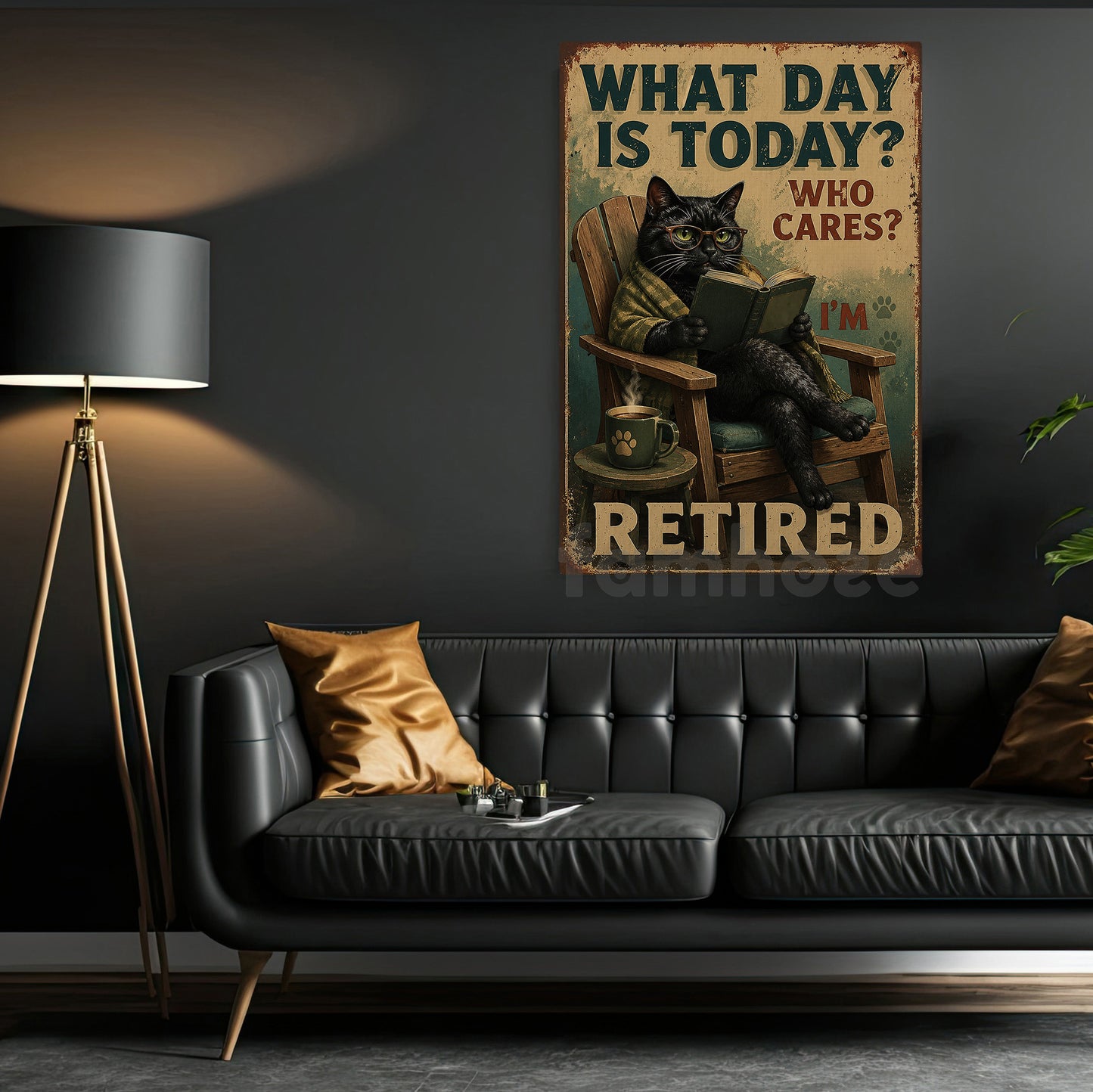 Funny Cat Canvas Painting, What Day Is Today Wall Art Decor, Poster Gift For Cat Lovers