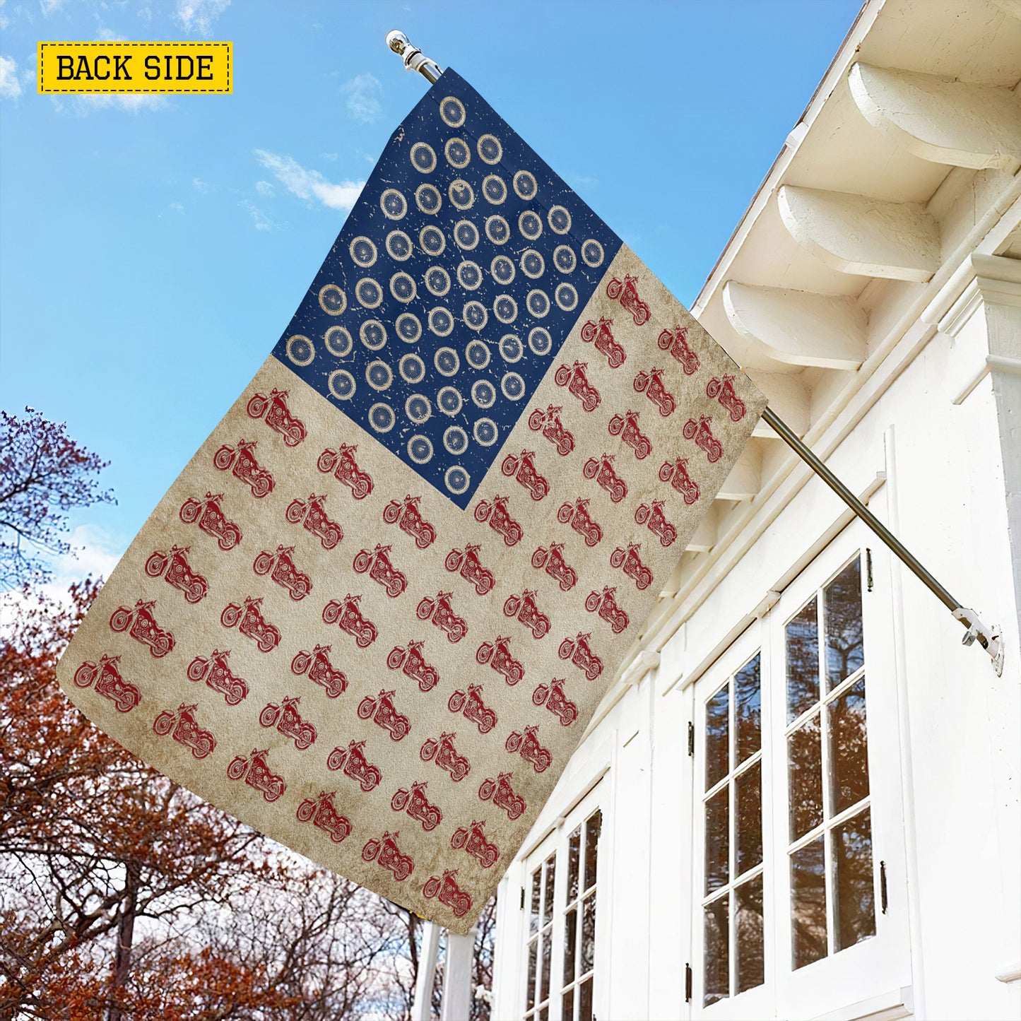 July 4th Motocycle USA Garden Flag & House Flag, Freedom Rides On Chrome Outdoor Decor, Independence Day Yard Flag Gift For Biker Lover