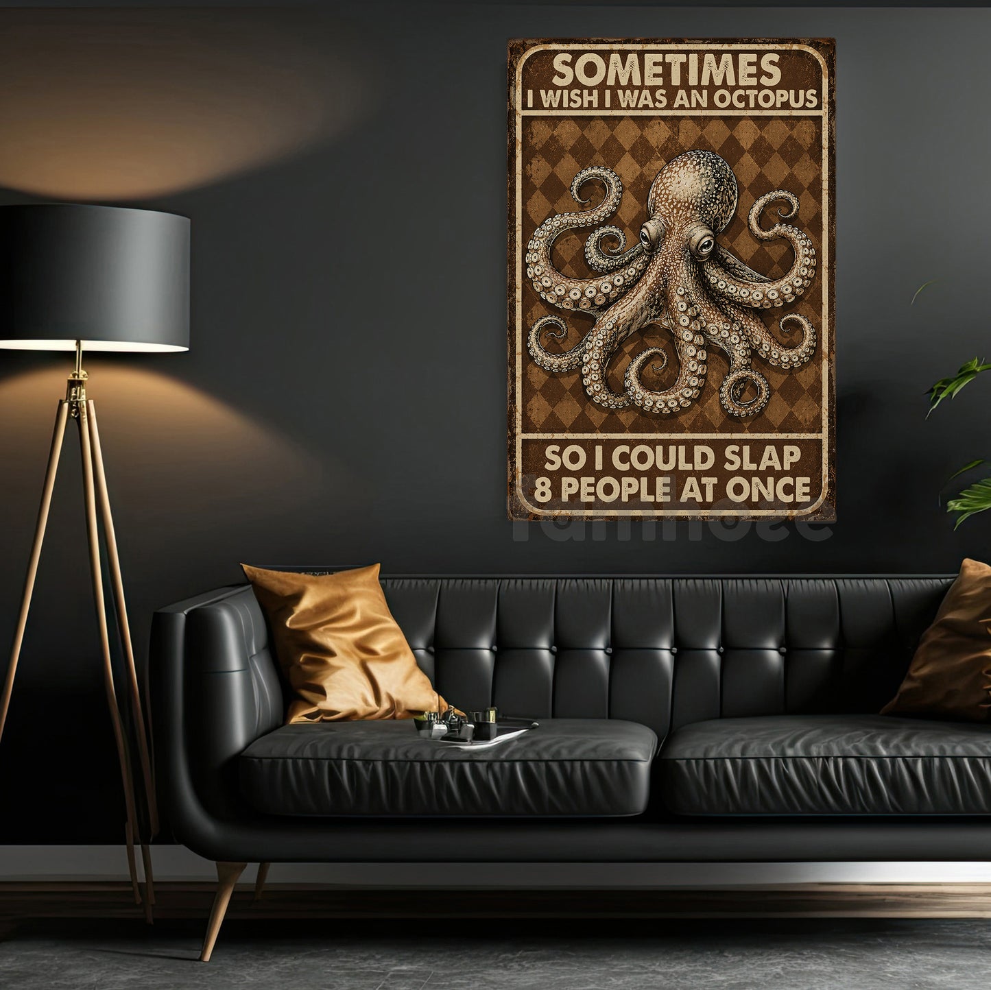 Funny Quote Octopus Canvas Painting, Sometimes I Wish I Was An Octopus Wall Art Decor, Poster Gift For Octopus Lover