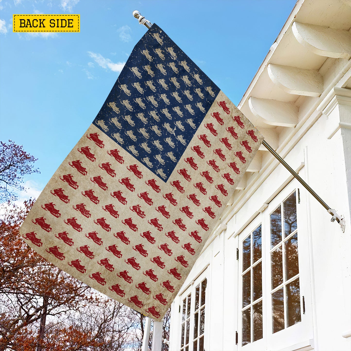 July 4th Snowmobile USA Garden Flag & House Flag, Stars Stripes And Snow Trails Outdoor Decor, Independence Day Yard Flag Gift For Snowmobiling Lover