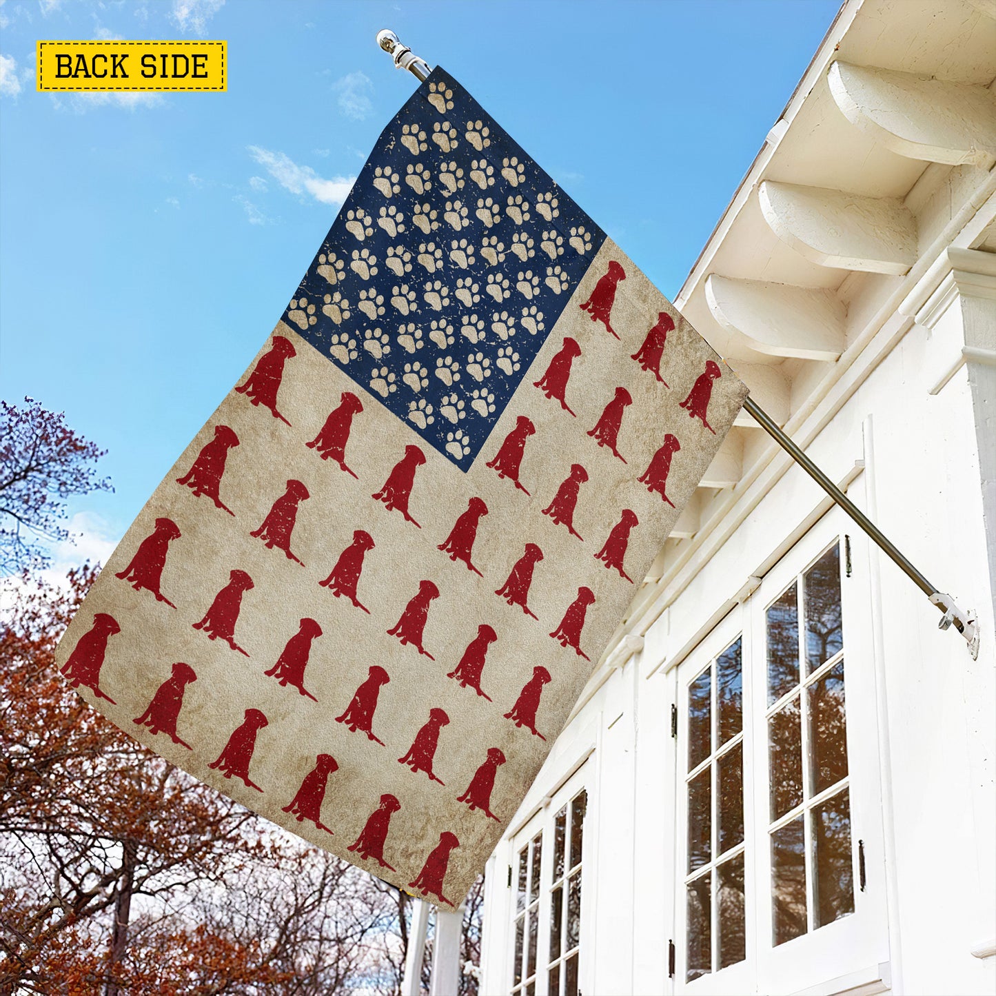 July 4th Labrador Dog USA Garden Flag & House Flag, Pawprints Of Freedom Outdoor Decor, Independence Day Yard Flag Gift For Labrador Retriever Lover