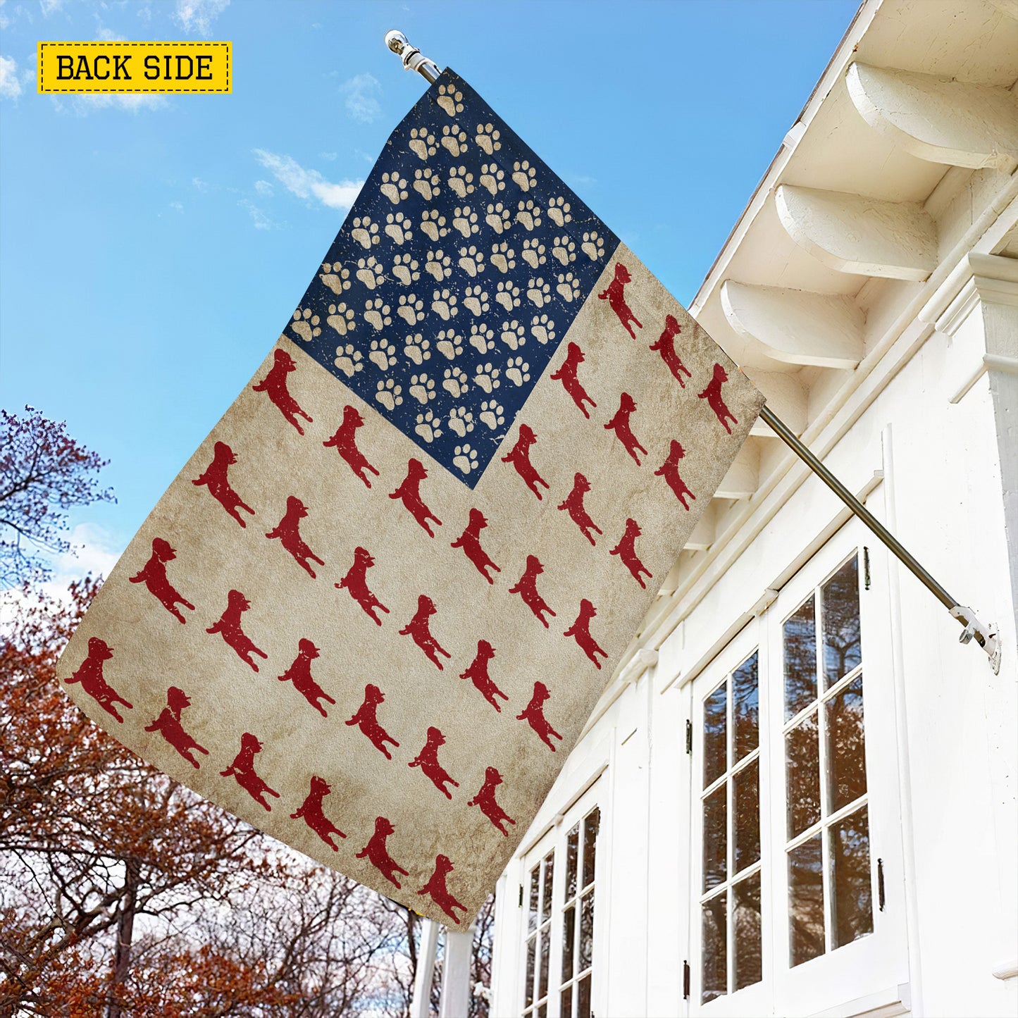 July 4th French Bulldog USA Garden Flag & House Flag, Paws Of Freedom French Bulldog Outdoor Decor, Independence Day Yard Flag Gift For French Bulldog Lover