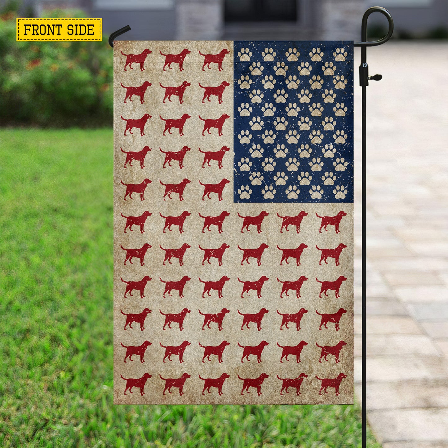 July 4th Labrador Dog USA Garden Flag & House Flag, Stars Stripes And Labrador Pride Outdoor Decor, Independence Day Yard Flag Gift For Labrador Retriever Lover