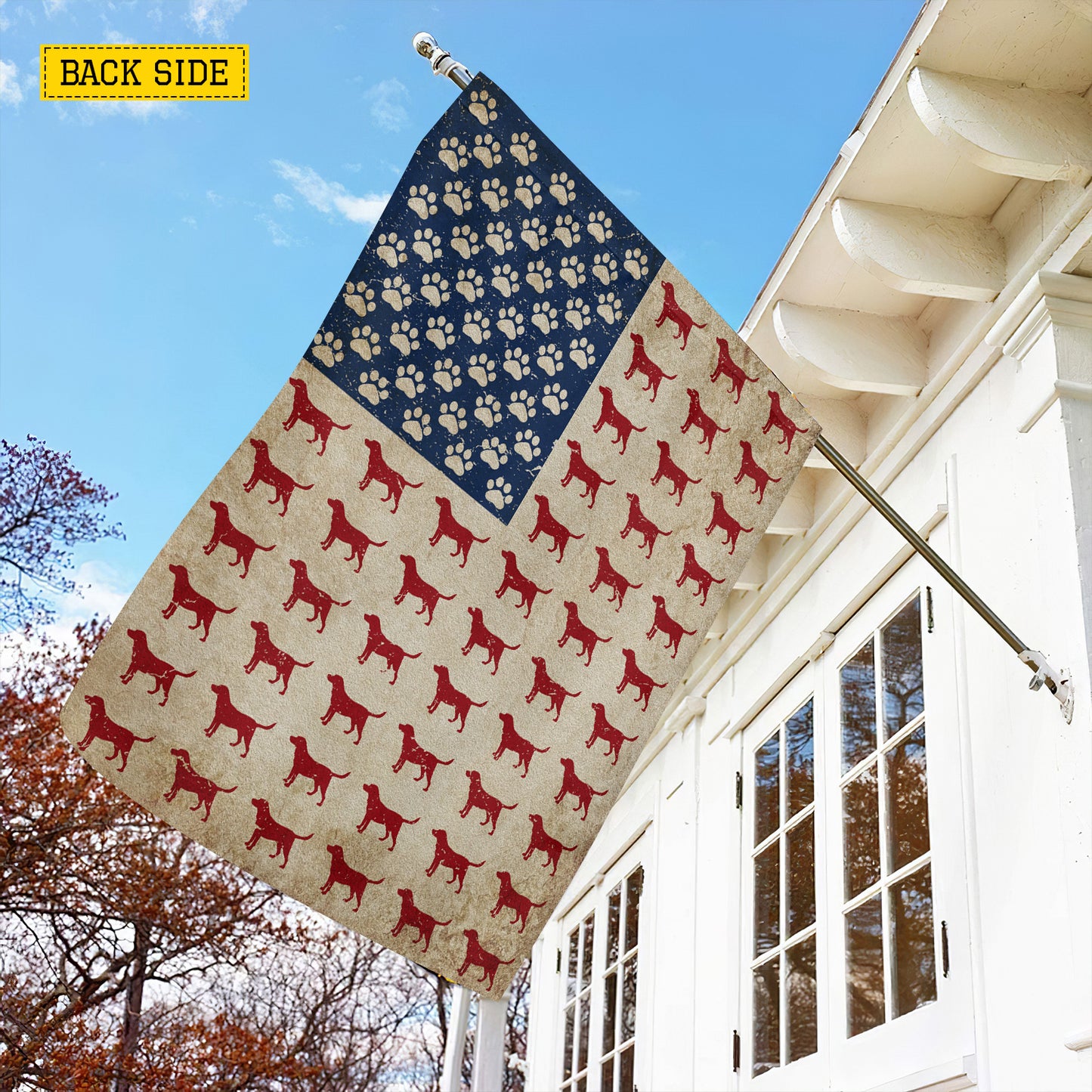 July 4th Labrador Dog USA Garden Flag & House Flag, Stars Stripes And Labrador Pride Outdoor Decor, Independence Day Yard Flag Gift For Labrador Retriever Lover