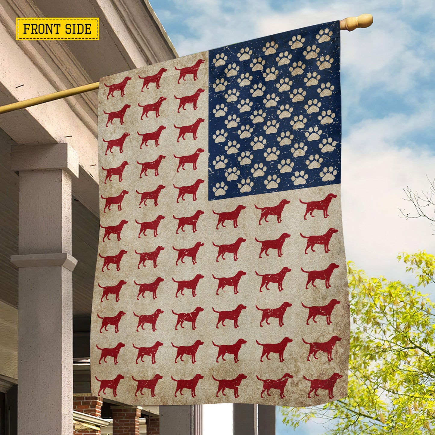 July 4th Labrador Dog USA Garden Flag & House Flag, Stars Stripes And Labrador Pride Outdoor Decor, Independence Day Yard Flag Gift For Labrador Retriever Lover