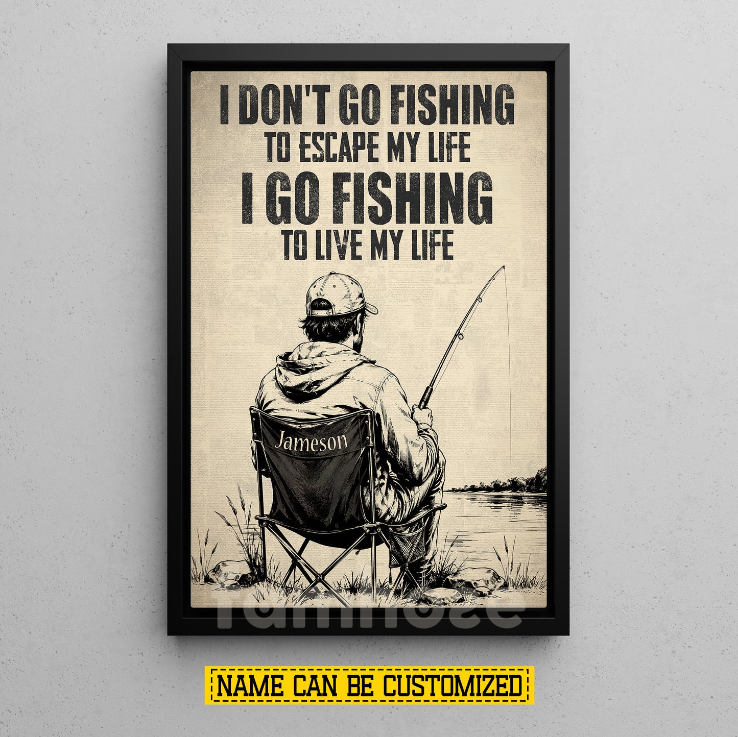 Personalized Fishing Canvas Painting, I Don't Go Fishing To Escape My Live Wall Art Decor, Poster Gift For Fishing Lover
