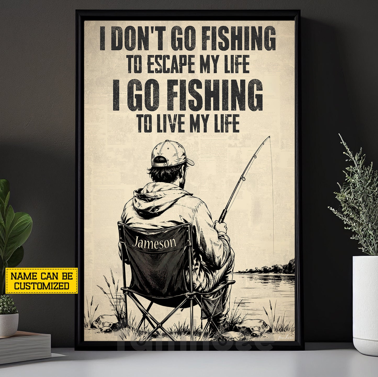 Personalized Fishing Canvas Painting, I Don't Go Fishing To Escape My Live Wall Art Decor, Poster Gift For Fishing Lover