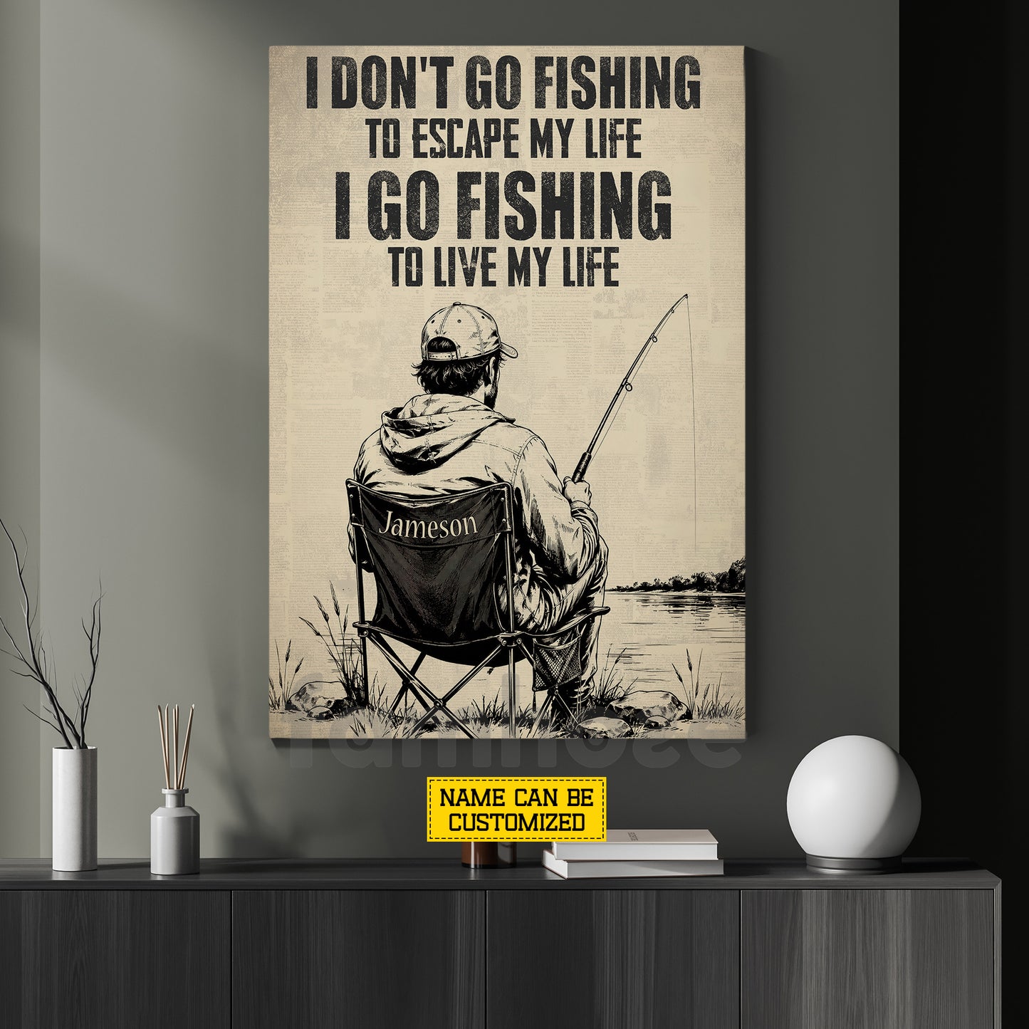 Personalized Fishing Canvas Painting, I Don't Go Fishing To Escape My Live Wall Art Decor, Poster Gift For Fishing Lover
