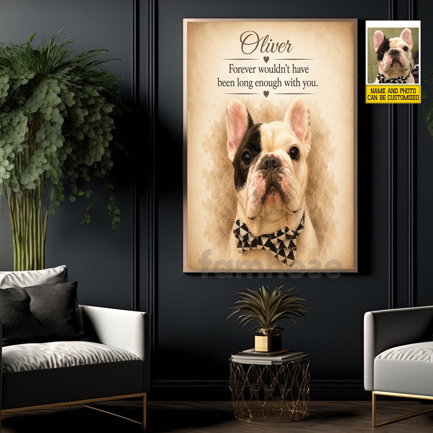 Personalized Dog Loss Keepsake & Memories Canvas Painting, Forever Wouldn't Have Been Long Enough With You Wall Art Decor, Poster Gift For Dog Lover
