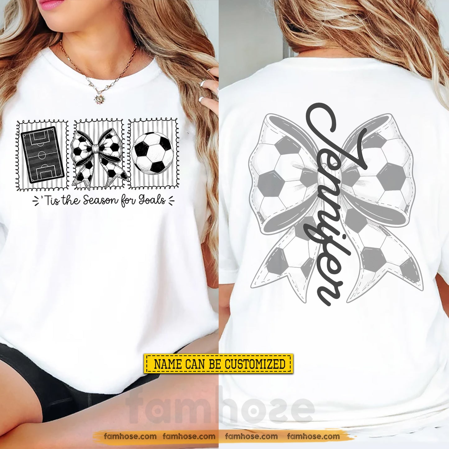 Personalized Soccer Two-sided T-shirt, 'Tis The Season For Goals Sport Tees Gift For Soccer Lovers