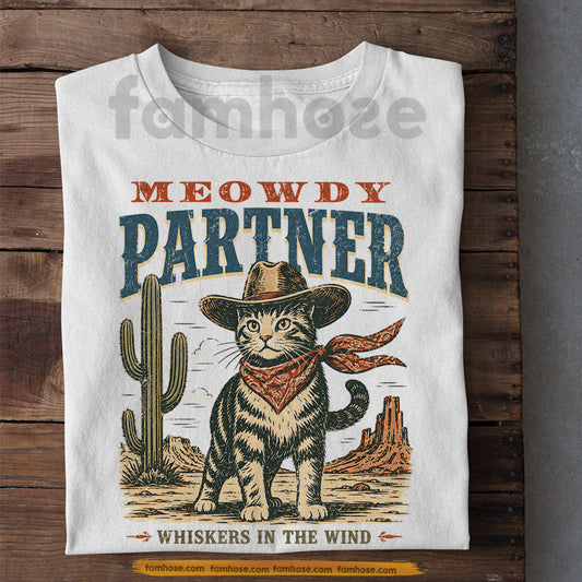 Funny Western Cowboy Cat T-shirt, Meowdy Partner Tees Gift For Cowboys, Cat Lover