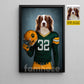 Funny Personalized Football Dog Canvas Painting, My Quarterback Has Four Paws Wall Art Decor, Poster Gift For Dog Lover, Football Lover